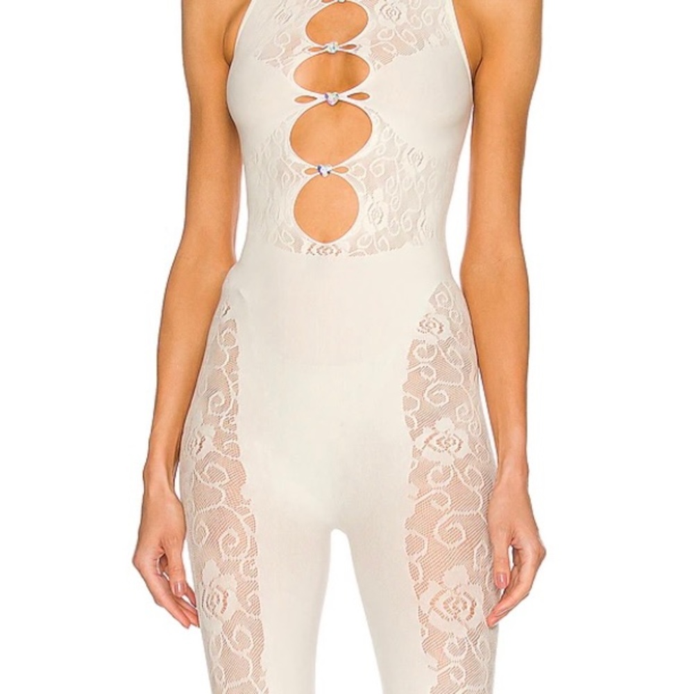 White poster girl jumpsuit